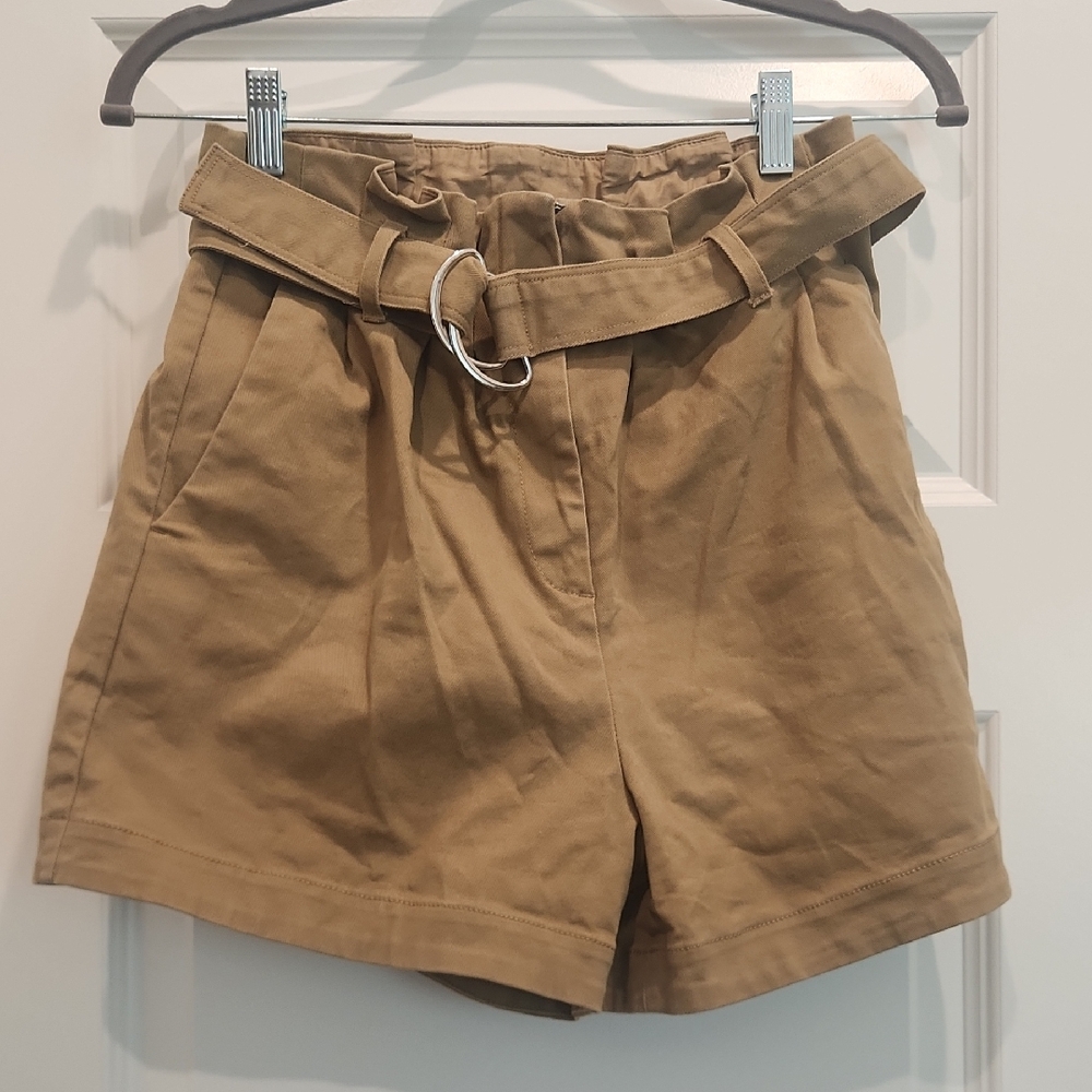 Maje High Waist Tan Belted Shorts